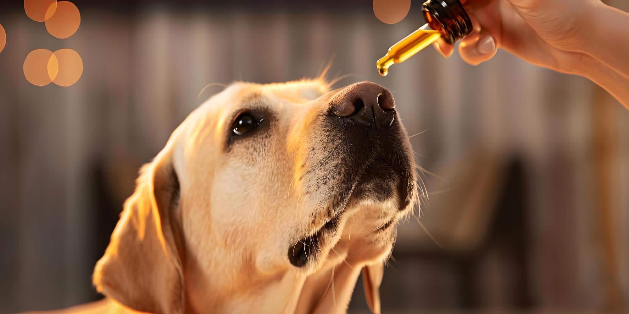 cachorro recebendo óleo de CBD para dor